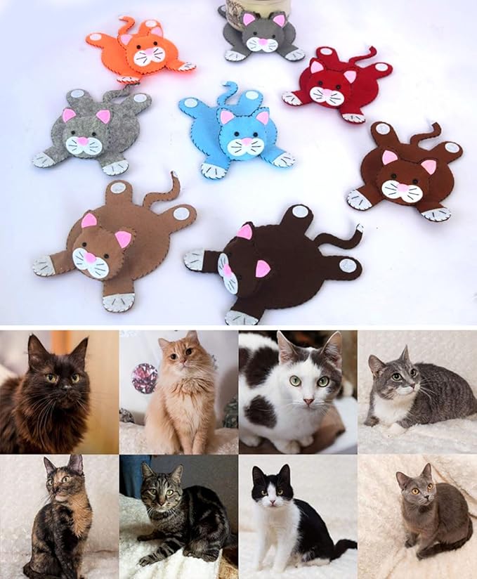 Funny Cat Coasters Set of 4 – Cute Felt Drink Mats for Women, Cat Mom Gift Idea, Animal Lover Decor, Coaster Set for Drinks, Unique Gag Present, Cool Stuff for Her, Feline Novelty Items