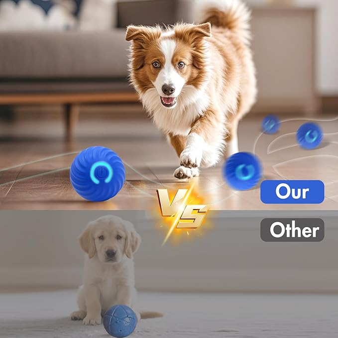 Interactive Dog Ball Toys for Pet Dogs,Smart Electric Small Medium Dog Toys to Keep Them Busy,Automatic Rolling Jumping Balls with 2 Cover for Dogs,Rechargeable Pet Interactive Toy Balls,Blue