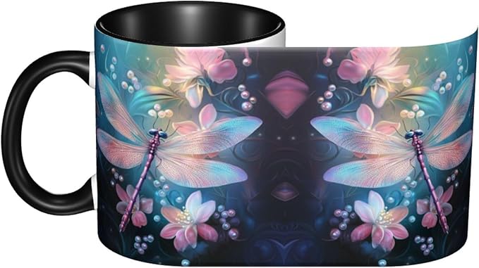 Dragonfly Coffee Mug 11oz Ceramic Tea Cup With Handle Funny Porcelain Mugs for Women Dishwasher Microwave Safe
