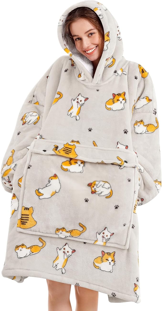 Narecte Cozy Oversized Blanket Hoodie Wearable Blanket Adults Soft Hooded Blanket Hoodie Birthday Gifts for Women Christmas