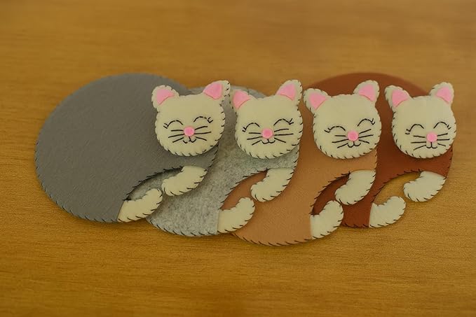 Cute Cat Coasters Valentine Gift Set – Funny Drink Mats for Women, Cats Mom Present, Unique Decor Idea, Gag Gift for Her, Stylish Coasters for Drinks, Cool Surprise for Cat Lovers and Home Use