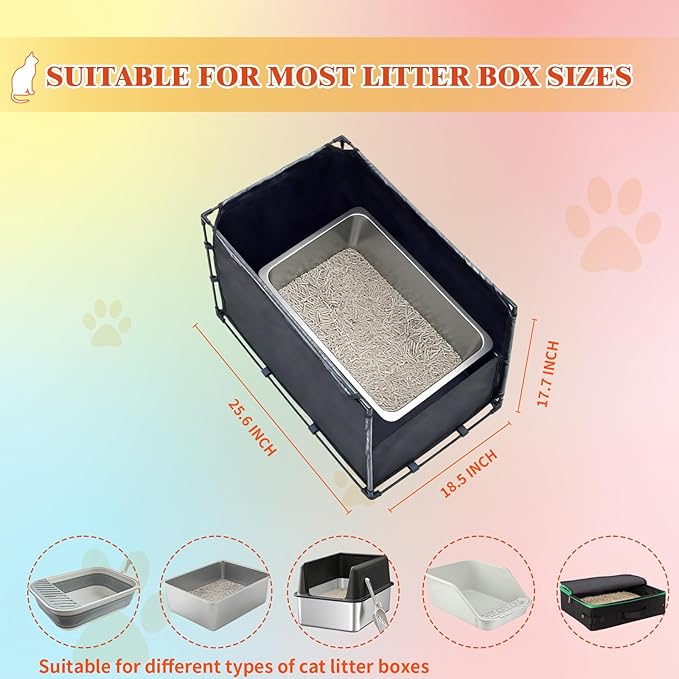 Extra Large Cat Litter Box Enclosure–Big Covered Litterbox with High Front Splash Guard, Waterproof&Portable Litter Box Cover for Indoor Cats,Kittens,Multiple Pets (Medium)