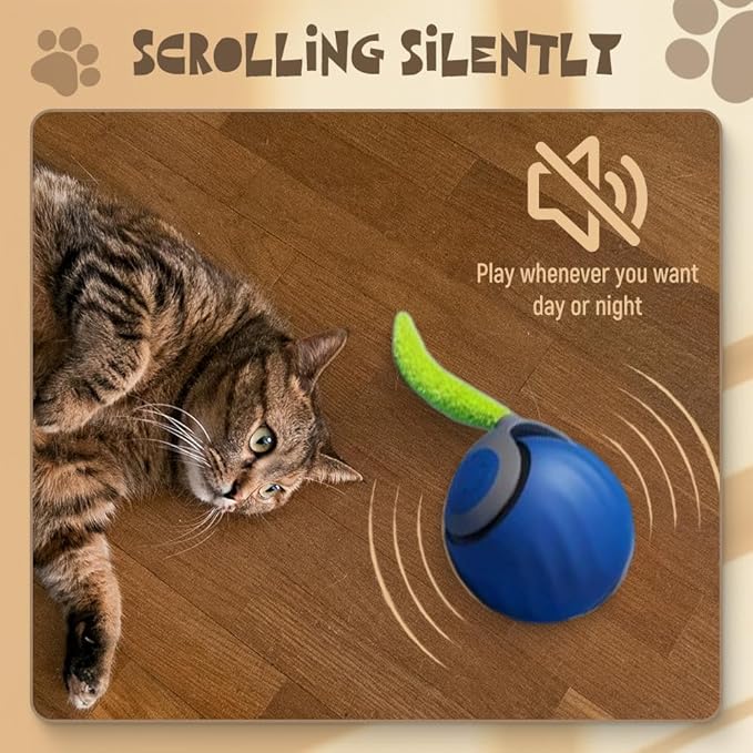 Interactive Cat Toys Ball, 2026 New Automatic Moving Balls for Cat Small Dog Touch Motion, Self Rolling Cat Toy Ball Interactive Dog Toys for Indoor and Outdoor (Blue+Orange)