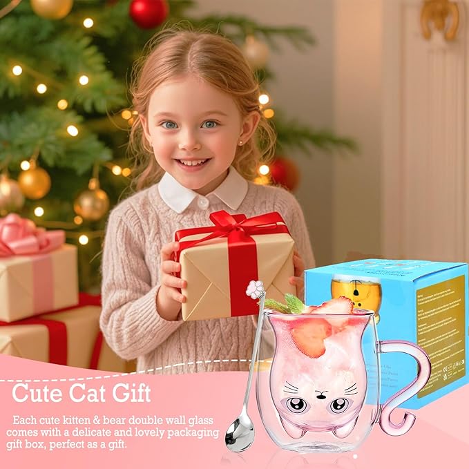 Binoster Gift Woman Birthday Cup Cat Coffee Cup Double Walled Cup A The Mug Cat Gift Mom Dad Mistress Friend Wife Idea Gift Idea Mother's Day Father's Day Valentine's Day Christmas Halloween Woman