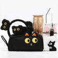 7-Piece Adorable Cat Lover Gift Set for Women | Cute Cosmetic Bag, Glass Straw Cup,Cat Print Socks & Kitty Designs Hair Accessories (Clips + Headband) | Perfect Birthday Christmas Gifts for Girls