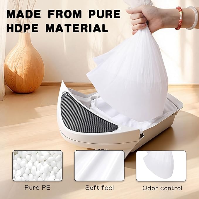60 Pack Automatic Litter Box Liners, Compatible with Litter Robot 4 & 3 Self-Cleaning Litter Boxes, Drawstring Cat Litter Bags, Leak-Proof and Durable
