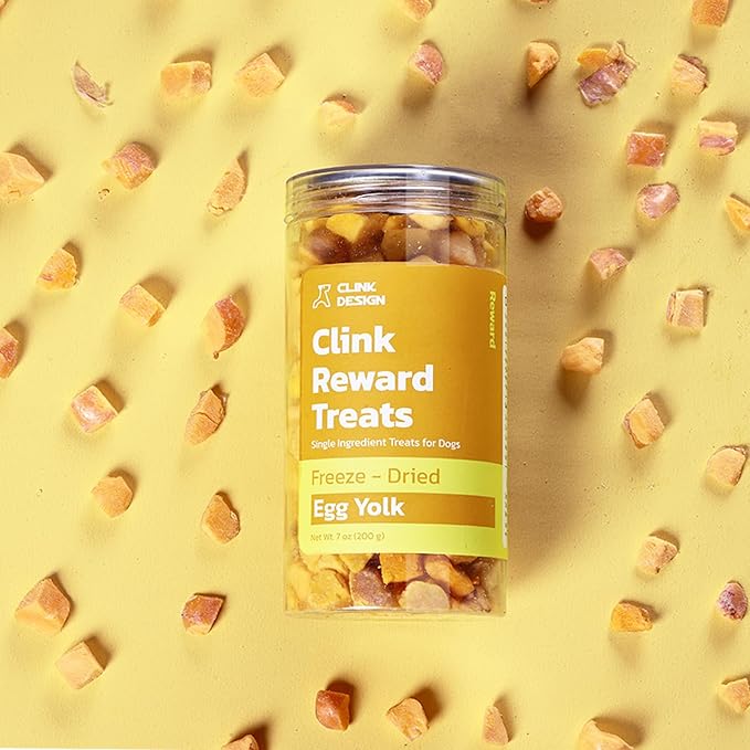 Clink Design Dog Training Treats, Training Treats for Dogs and Cats, Freeze Dried Single Ingredient Egg Yolk Snacks, 7oz