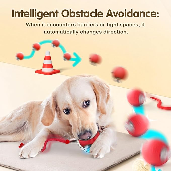 Interactive Cat Toys Ball for Indoor Cats, Interactive Rolling Dog Ball Cat Toy Automatic Cat Toy Self Moving Dog Toys, 360° Rolling Toy Electric Balls for Dog/Cat (Red)