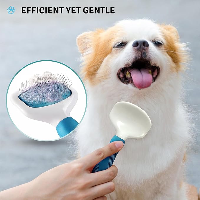 Poodle Pet Slicker Brush - For Dogs, Cats, and Rabbits - Removes Matted Fur, Knots, and Loose Hair - Suitable for Grooming Doodles and Goldendoodles with Short or Long Hair
