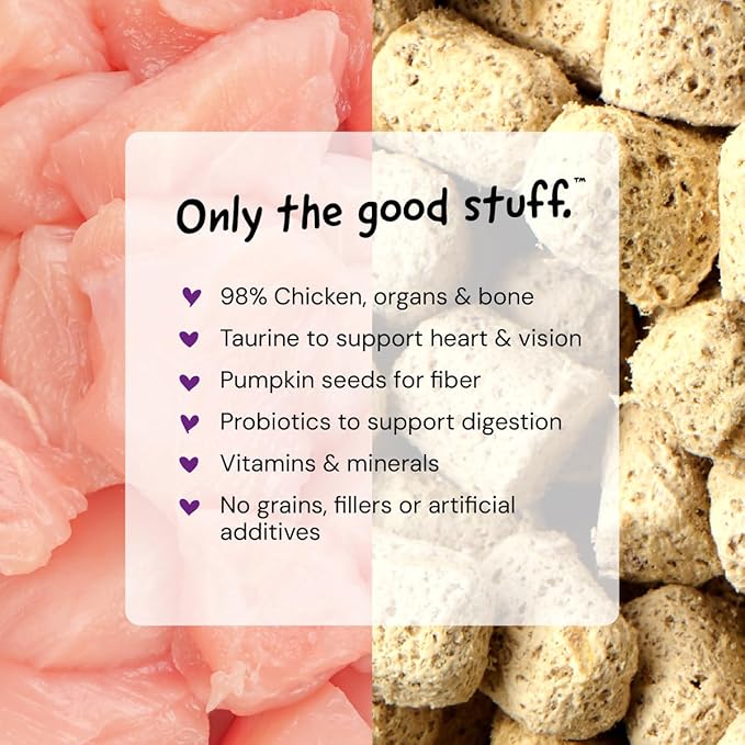 Stella & Chewy's Freeze-Dried Raw Cat Dinner Morsels - Premium Chicken Recipe with 98% Cage-Free Meat & Organs - Natural Grain-Free Cat & Kitten Food - Made in USA - 8 oz