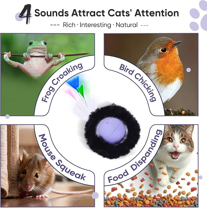 ORSDA Cat Toys for Indoor Cats, Interactive Activated Moving Ballt, Automatic Fast Rolling Ball for Adult Cats, Exercise Kicker Mouse Catching Game
