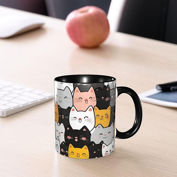 Cats Coffee Mug Funny Ceramic Tea Cup With Handle Dishwasher Microwave Safe for Women 11oz Porcelain Mugs