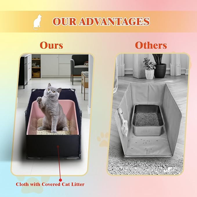 Extra Large Cat Litter Box Enclosure–Big Covered Litterbox with High Front Splash Guard, Waterproof&Portable Litter Box Cover for Indoor Cats,Kittens,Multiple Pets (Medium)