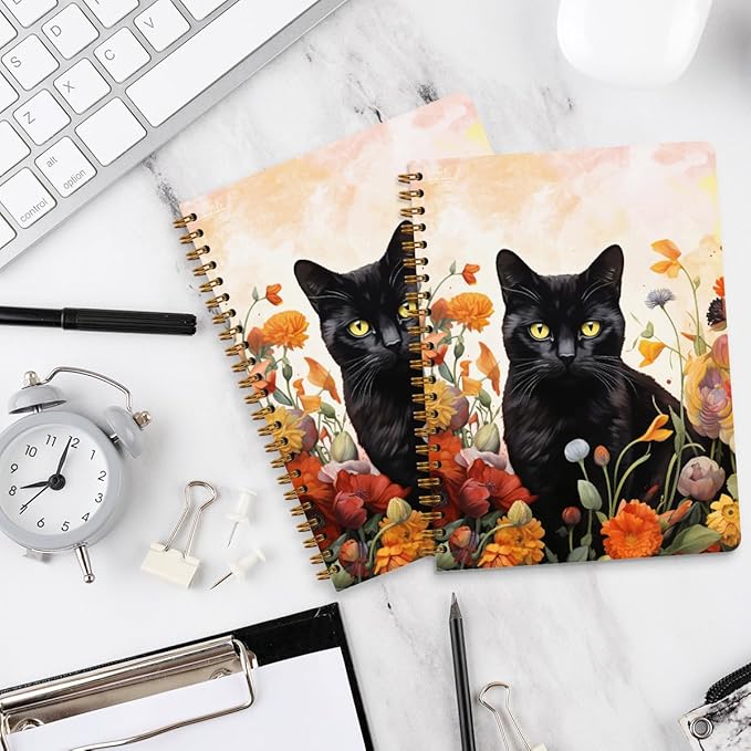 2 Packs Cat Spiral Notebook Aesthetic College Ruled Journaling Notebooks Cat Themed Gifts for Women Educator Coworker Friend Hardcover Notebook Journals for Writing Classroom Office Home Supplies