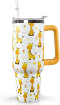 Ceovfoi 40 Oz Giraffe Tumbler With Lid and Straw, Stainless Steel Insulated Coffee Travel Mug, Giraffe Gifts for Lovers, Safari Decor Accessories