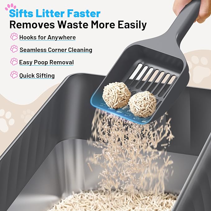 Stainless Steel Litter Box Enclosed Cat Litter Box with High Sided Lid Odor Control Non-Stick Easy Clean Low Entry Anti-Tracking Litter Box for Kittens & Small Cats