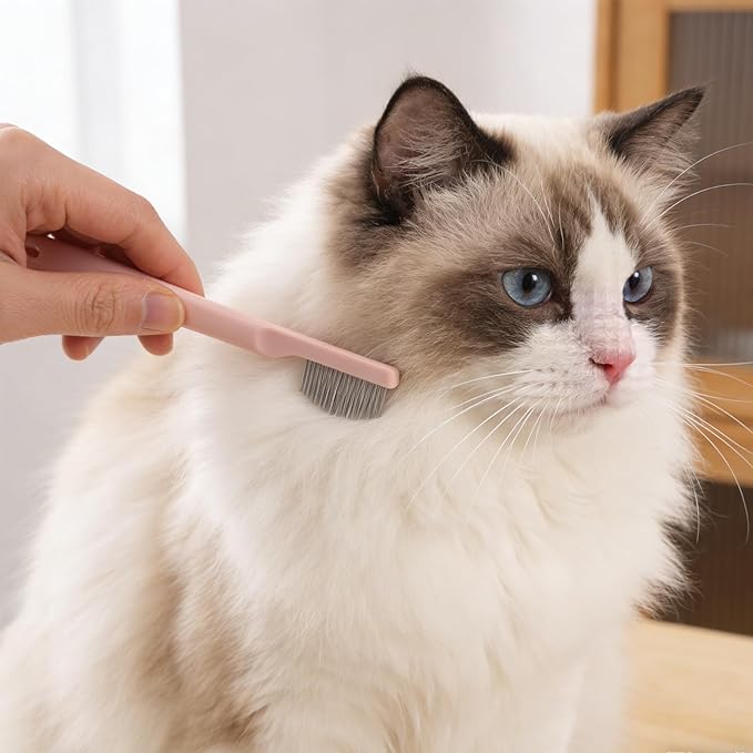 Cat Eye Grooming Comb: Small Pet Facial Comb - Stainless Steel Dog Eye Brush - Puppy Brush - Dog Crust Remover for Pet Facial Grooming