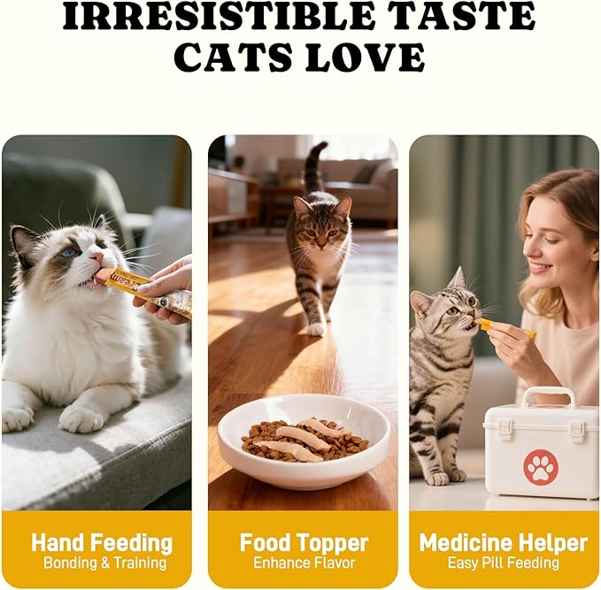 Lickable Cat Treats, High Moisture Hydrating Creamy Puree Squeeze Tubes, Tuna Flavor, 20 Tubes 0.5oz, Grain-Free, Omega Oils & Vitamin E, Skin & Coat Health, Digestive and Immune Support