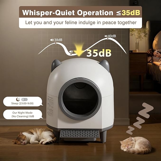 MAGIC UNION Automatic Self Cleaning Cat Litter Box for Multi-Cat Homes, App Remote Control Smart Robot Litter Box w/Multi-Sensor Safety Protection, Comes with 2 Liner Bags and 1 Scent Cartridge