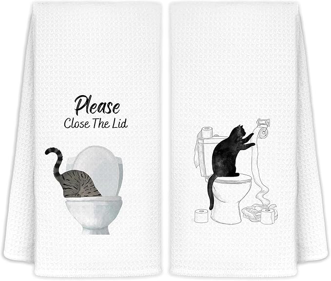 Jvpke Funny cat Hand Towel for Bathroom,Black Cat Decor, cat Lover Gifts for Women, Cat Towels for Cat Lovers, Cat Bathroom Decor, Black cat Gifts for Women cat Lovers, 16x24
