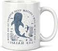 Whale Shark Christian Mug 11 oz, Christian Gifts for Women Men, Isaiah 43:2 Bible Verse Coffee Cups Ceramic, Coastal Beach Religious Ceramic Mug for Coffee Tea Hot Cocoa Home Office Work