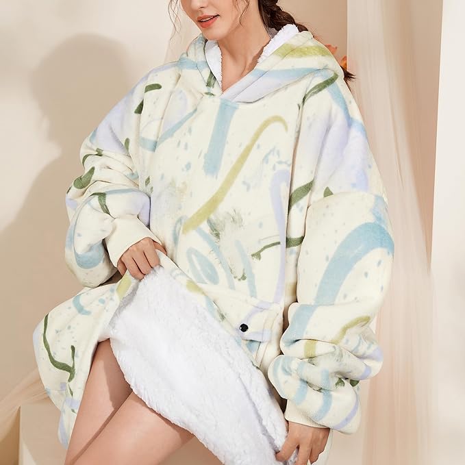 Narecte Cozy Oversized Blanket Hoodie Wearable Blanket Adults Soft Hooded Blanket Hoodie Birthday Gifts for Women Christmas