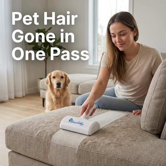 Duna Abracadabra Washable Dual Roller Pet Hair Remover – Original Size Reusable Lint Roller for Cat & Dog Hair on Furniture, Couch, Carpet, Car, Rugs & Bedding – Portable, Eco-Friendly