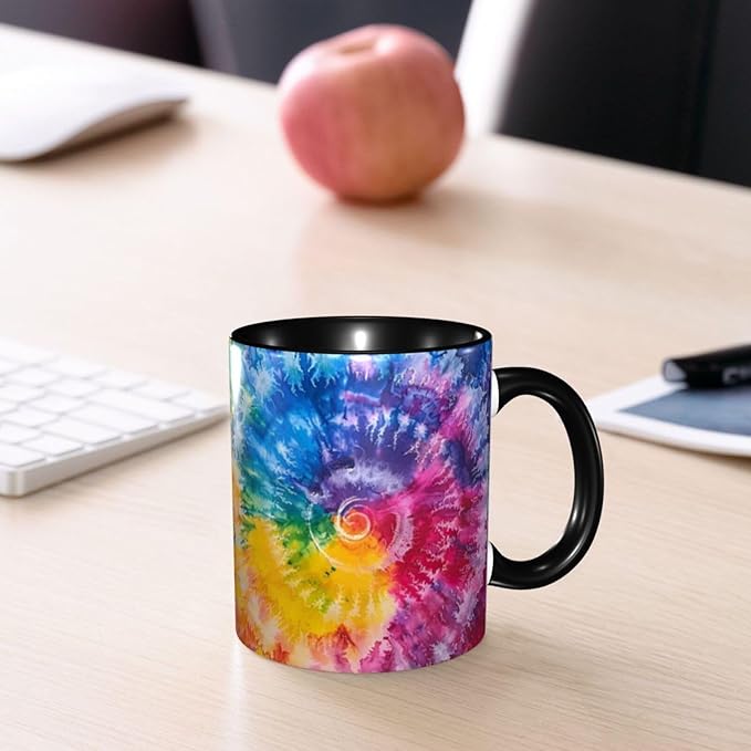Tie Dye Coffee Mug Funny Ceramic Tea Cup With Handle Dishwasher Microwave Safe for Women 11oz Porcelain Mugs