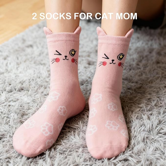 9 Pcs Cat Lover Gifts for Women,Cat Mom Themed Gift Box with 16 oz Glass Cup &Funny Socks, Mother's Day, Birthday Gifts for Cats Crazy Lady, Owner, Friends, Sister, Daughter