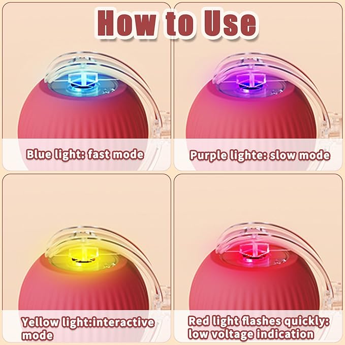 Interactive Rolling Cat Ball, 2025 Smart Automatic Cat Dog Toys, Automatic Cat Toys, Self Moving Cat Toys, Interactive Cat Toy Ball for Bored Small Dogs, Cats (3Pcs-B)