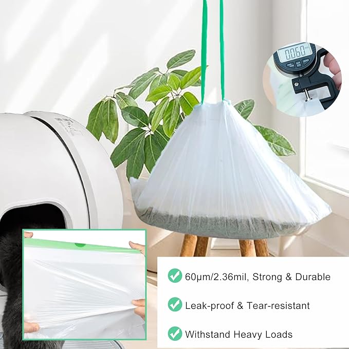 100 Pack Cat Litter Box Liner Bags Compatible with Pet Clumping & for Smartspin Self-cleaning Litter Box, Thick Heavy Duty Drawstring Waste Drawer Liners Compatible with PURA X/MAX -23" x 12"