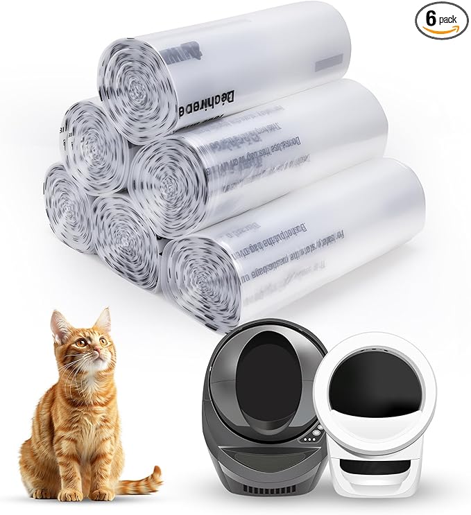 150 Pack Heavy Duty Self-Cleaning Litter Box Liners, Compatible with Litter-Robot 3/4, Extra Thick Waste Drawer Liners, 9-11 Gallons of Capacity, Easy to Empty
