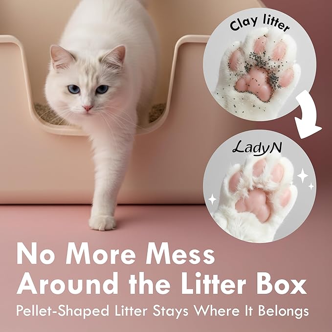 Lady N Pellet Tofu Cat Litter, Strong Clumping Ultra Absorbent, Dust-Free Low Tracking, Enviro-probiotic and Activated Carbon for Odor Control 18lb (2 Packs Unscented)