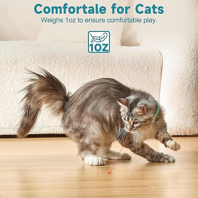 Automatic Cat Toys Laser Collar with Red Light, Interactive Cat Toys for Bored Indoor Cats, Rechargeable Electric Laser Pointer Cat Toy Wearable Collar for Kitten