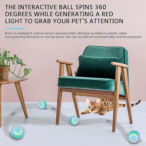 Cat Ball Toy, Interactive Cat Toys, Automatic Motion Activated Moving Ball Hide and Seek Game for Indoor Exercise，Gifts for Kittens