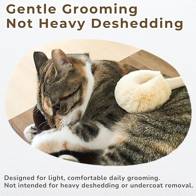 Cat Brush for Indoor Cats – Soft Gentle Natural Sisal Cat Grooming Brush & Cat Massage Brush, Collects Loose Surface Fur (Not a Heavy Deshedding Tool), Handmade in Japan (Type-B)