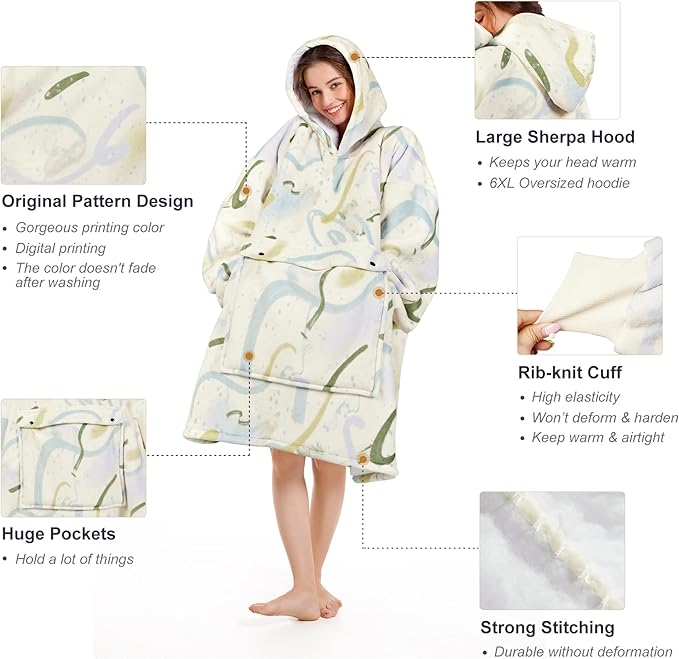 Narecte Cozy Oversized Blanket Hoodie Wearable Blanket Adults Soft Hooded Blanket Hoodie Birthday Gifts for Women Christmas