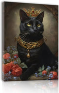 Jatinoo Gothic Halloween Decor - Black Cat Framed Canvas Art Print, Witchy Moody Wall Decor for Living Room, Goth Home Accessories, 11.5x15 Inch Vintage Style