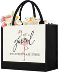 Canvas Tote Bag for Women, Cute Flamingo Gifts for Women, Flamingo Lover Gifts Aesthetic Beach Bag Reusable Grocery Bag, Birthday Christmas Gift for Mom Daughter Friends Sisters Who Loves Flamingos