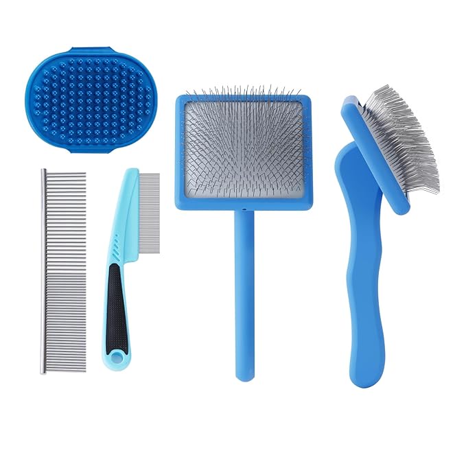 Ergonomic Slicker Brush for Long-Haired Dogs, Wooden Handle Dog Brush,Goldendoodles, Labradoodles, Poodles Long Pins for Grooming Loose Hair，Effectively Removes Tangles, Knots and Loose Fur