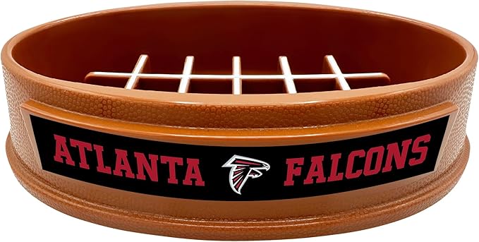 NFL Super-Bowl Atlanta Falcons Slow Feeder Dog & Cat Bowl. Football Design for Healthy Digestion. Non-Slip for Large & Small Pets