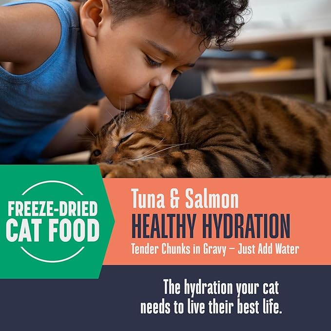 Whole Life Cat Freeze Dried Cat Food - Human-Grade Wet Food Toppers, Snacks & Lickable Treats, Instantly Hydrating Natural Broth Just Add Water - Salmon & Tuna, 4.5 Oz