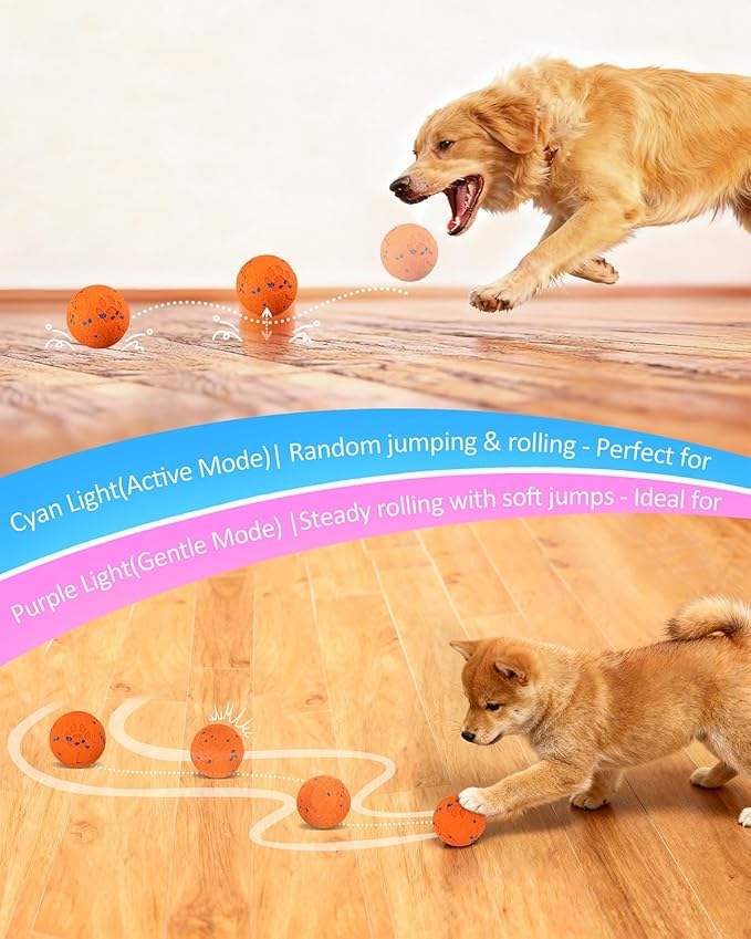 Interactive Dog Ball & Interactive Dog Toys for Medium/Large Dogs: Self-Moving, Auto-Vibrating & Bouncing Smart Ball - 3.1“ Chew-Resistant E-TPU, IPX7 Waterproof & Low-Noise (Include Gift Bag)