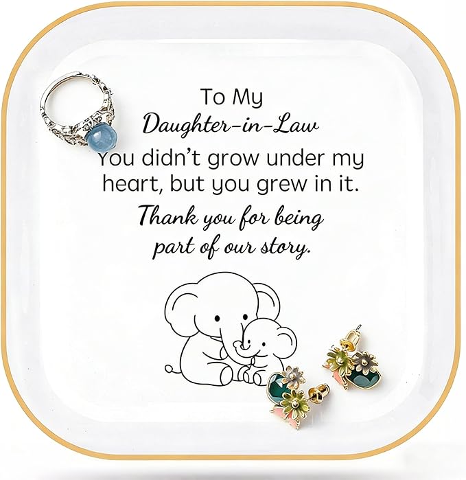 PUDDING CABIN Daughter in law Gifts: Ceramic Jewelry Dish - Thank you for being part of my story - Gifts for Daughter in law Birthday, Mother's Day, Christmas & Wedding