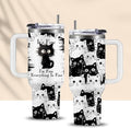 Cat Lover Gifts, Gift for Cats Lovers Women Men Girls Funny 30oz Black Cats Themed Tumbler Cups with Handle - Everything Is Fine Mug, Christmas Birthday Gift for Black Cat Mom Lady Gifts Cup