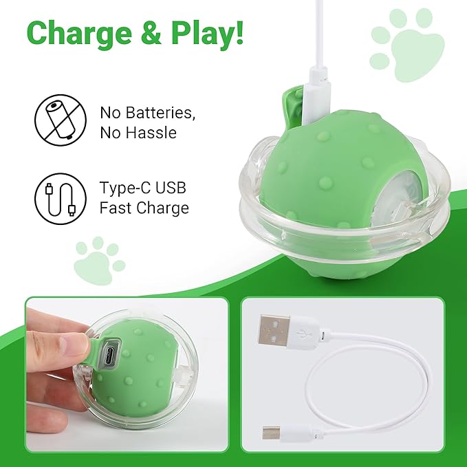 Interactive Cat Toys for Indoor Cats Fast Rolling Ball, Automatic Motion Activated Ball, Hide and Seek for Indoor Exercise Toys, Real Bird Squeaky for Kitten Exercise Kicker (Yellow)
