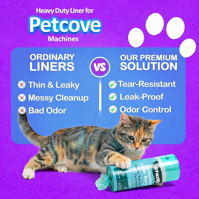 Cat Litter Liners Compatible with Petcove Litter Boxes – 50 Count, Heavy Duty, Leak-Proof