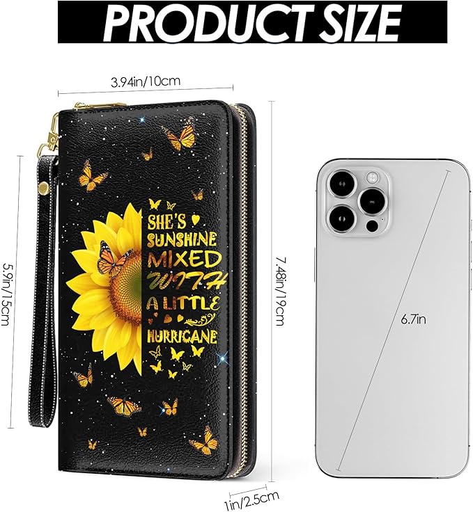 Sunflower Wallet, Sunflower Purse For Women, Floral Card Holder Purse With Zipper, Birthday Christmas Graduation Gifts For Women, Aesthetic Flower Office Daily Purse