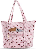 Miss Adola Quilted Tote Bag with Zipper - Laptop Tote Bag for Women, Large Capacity with Pockets for Work Teacher Travel