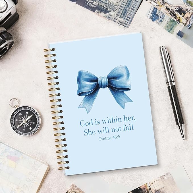 Bible Journal for Women, Coquette Blue Bow Bible Study Supplies, Christian Gifts for Women Girls, 5.5x8.3 Inch - A03